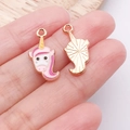 Rosa und weißer Einhorn-Emaille-Anhänger für DIY-Schmuck und Schlüsselanhänger - Rosa Emaille Einhorn / 21x9x1mm (25167)