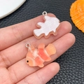 Orange clownfish resin pendant with silver metal loop for DIY keychain accessories - Orange Clownfish Style (24654)