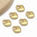 Macro view of six gold-plated heart lock pendants for DIY jewelry making and necklace design - Small Heart (T2278) / 9x11x3mm
