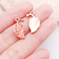 Pink enamel maple leaf charms in rose gold alloy for DIY jewelry making and crafts - Pink Enamel Leaf (9954)