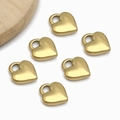 Close-up of six gold stainless steel heart lock pendants for DIY jewelry making - Large Heart (T2280) / 15x17x4mm