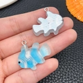 Resin cartoon fish charms including blue clownfish and glitter translucent style with hooks - Lake Blue Clownfish (24658)