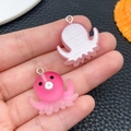 Cute pink resin octopus pendant charms for DIY jewelry and keychains, set of two - Orange-Yellow Octopus (24659)