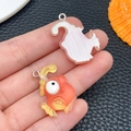 Cartoon smallfry resin fish pendant for DIY jewelry with orange and yellow finish - Orange-Yellow Anglerfish (24660)