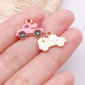 Rosa Herz-LKW DIY Emaille-Anhänger für Valentinstag Halsketten und Armbänder - Rosa Emaille Herz LKW / 12x16x1mm (25178)