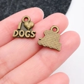 Pendentif coeur en alliage bronze antique avec texte I Love Dogs pour bijoux DIY - Style IDOGS en Bronze Antique (20570)