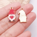 Gnom Herzanhänger in rot-weißem Emaille-Finish für die Schmuckherstellung - Rote Emaille Herz Gnom / 20x11x1mm (25182)