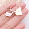 Schokoladen-Herzanhänger mit Goldfinish und Emaille für DIY-Schmuckherstellung - Braune Emaille Love Schokoladenherz / 18x13x1mm (25185)