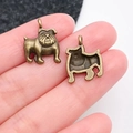 Pendentif bouledogue en bronze vintage pour bijoux DIY vue de l'avant et de l'arrière - Style de Bouledogue en Bronze Antique (20577)