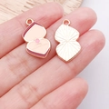 Herzanhänger aus Emaille in Rosa und Burgunderrot mit Goldrand für DIY-Schmuck - Rosa Emaille Ringbox Herz / 22x12x1mm (25186)