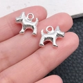 Silver alloy Scottish Terrier dog charms for DIY jewelry and keychain accessories - Bright Silver Long Haired Dog 13x13mm (20535)
