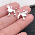Silver dog pendant charm for DIY jewelry making featuring a poodle shape design - Bright Silver Fluffy Dog 15x14mm (20536)