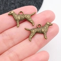 Lot de deux pendentifs chien en bronze vintage en alliage pour colliers et bracelets DIY - Style de Chien Poilu en Bronze Antique (20583)