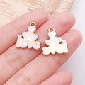 Rosa Herzanhänger mit Vergoldung und Love Gravur für DIY Schmuckherstellung - Rosa Emaille Love Herz Buchstabe / 17x15x1mm (25190)