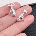 Polished silver alloy dalmatian dog charms with hanging rings for DIY jewelry - Bright Silver Dalmatian Sitting 16x9mm (20539)