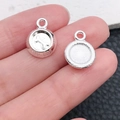 Silver dog tag pendant with TOP DOG bone engraving and mesh texture for DIY jewelry - Bright Silver Dog Bowl with Bone 14x11mm (20544)
