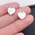 Polished silver heart pendant set with dog paw cutout and my DOG engraving charms - Bright Silver Heart My Dog 13x10mm (20545)