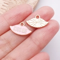 Lippen-Anhänger in Rosa und Gold aus Emaille und Legierung für DIY-Schmuck - Rosa Emaille Kiss Me Lippen / 10x17x1mm (25200)