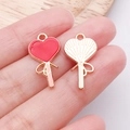 Rotes Herz-Lollipop-Anhänger mit goldener Schleife für DIY-Schmuck und Basteln - Rote Emaille Herz Ballon / 22x12x1mm (25209)