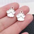 Pendentifs pattes de chat en argent avec texture pour bracelets et colliers DIY - Patte de Chat Rayée(20636)