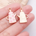 DIY Schmuckanhänger in Goldoptik und rosa Emaille-Teekannenformen für Schmuckdesign - Rosa Emaille Herz Kessel / 22x15x1mm (25219)