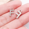 Silver F initial pendant with sparkling rhinestones for DIY earring and bracelet making - Letter F