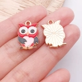 DIY Bunte Eule Legierung Anhänger mit Herz Detail für Schmuckherstellung - Rote Emaille Herz Eule / 19x13x1mm (25221)