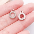 Silver crystal rhinestone and textured alphabet charm for DIY jewelry making - Letter O