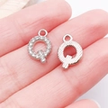 Silver Q initial pendant charms with sparkling rhinestones and brushed metal finish - Letter Q