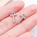 Silver letter T jewelry pendant with rhinestones and top ring for DIY accessory - Letter T