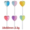 Set of six colorful gradient heart lollipop resin charms with silver jump rings - Mixed Color Resin Heart Lollipops