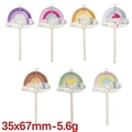 Set of colorful rainbow lollipop resin pendants with white sticks for DIY jewelry making - Mixed Color Resin Rainbow Lollipops