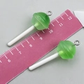 Pendentif sucette cœur en résine verte pour bricolage et porte-clés avec règle de mesure - Sucette 3D en Résine Verte Transparente (24170)
