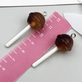 Pendentifs sucettes en résine marron pour bijoux DIY avec bâton blanc et anneau - Sucette Résine Transparent Café (24172)