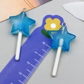 Pendentif sucette étoile bleue pailletée avec anneau argenté pour bijoux DIY - Sucette Étoile Résine Transparent Bleu (24180)