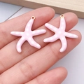 Pink starfish pendant with white polka dots and gold trim for DIY jewelry making - Large Pink Style (T3149)