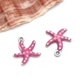 Pink starfish charms with white dots and gold plating for DIY jewelry making - Small Rose Red Polka Dot Style (T1126)