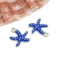 Deep blue starfish jewelry charms with white polka dots and gold-plated edges, set of 2 - Small Royal Blue Polka Dot Style (T1127)