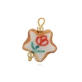 Détail du pendentif étoile en céramique avec tulipes peintes et boucle en métal doré - Style Étoile Tulipe Rouge Verte (B1)