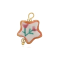 Détail du pendentif en étoile émaillée avec motif tulipe et finitions dorées - Style Étoile Fleur Rouge Vintage (B2)