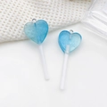 Pendentifs sucettes en forme de cœur bleu pailleté avec anneaux pour bijoux DIY - Sucette Cœur Dégradé Bleu (17098)