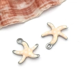 Gold-plated stainless steel starfish charms with light orange enamel and white dots - Small Nude Polka Dot Style (T1132)
