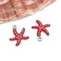 Gold-plated stainless steel red starfish charms with white dots for DIY jewelry - Small Red Polka Dot Style (T1133)