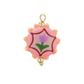 Détail du pendentif tulipe en céramique fait main avec glaçage rose et monture dorée - Style Rond Tulipe (F1)