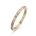 Vintage cloisonne enamel flower bangle with gold plating and pink floral patterns - Purple Pink Petal