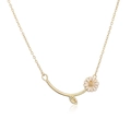 Detail of gold necklace with white daisy flower and leaf pendant on a white background - Daisy Leaf Pendant Necklace