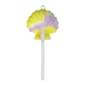 Pendentif sucette en résine forme coquillage avec rayures jaunes et mauves pour porte-clés - Sucette Coquille Dégradé Jaune Violet (18656)