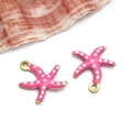 Pink starfish charms with white polka dots and gold plated metal trim for DIY jewelry - Small Gold Rose Red Polka Dot Style (T1142)