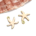 Golden starfish charms with white dots for DIY necklace and earring accessories - Small Gold Nude Polka Dot Style (T1143)