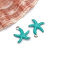 Starfish pendant in turquoise enamel and gold finish with a shell background - Small Lake Blue Style (T1160)